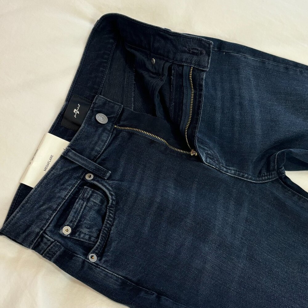 NWT 7 for all mankind Women's Megaflare High-Rise Dark Wash Denim Jeans, Size 27 - Picture 9 of 12